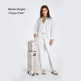COTRUNKAGE Vintage Suitcases Set on Wheels, 20 Inch White Carry-on Luggage 2 Piece Set with 13" Hard Shell Train Case Womens, Cream White
