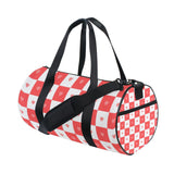 Buffalo Plaid Check Red Heart Large Capacity Luggage Travel Bag Business Trips Travel Weekender Gear Bag