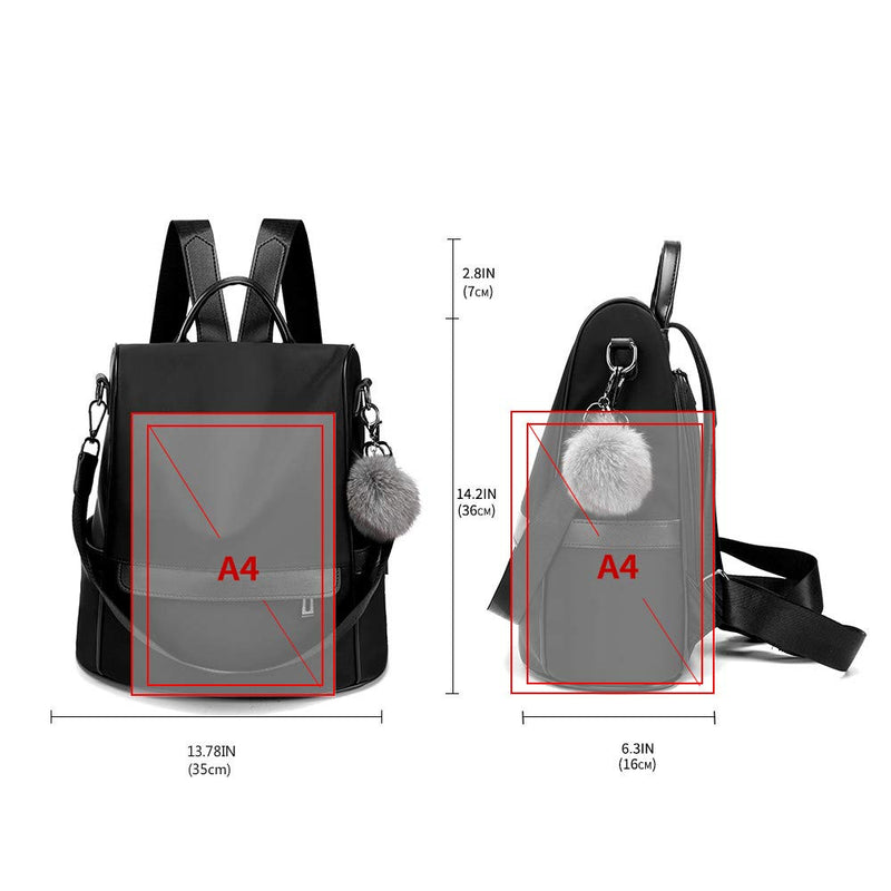 CHERUTY Women Backpack Purse Nylon Anti-theft Fashion Casual Lightweight Travel Shoulder Bag (1-1 Black, Medium)
