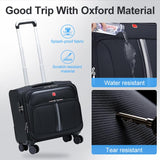 ROPLUS Underseat Carry-On Luggage Lightweight Rolling Tote Bag with 4 Spinner Wheels (Black, 16-Inch)