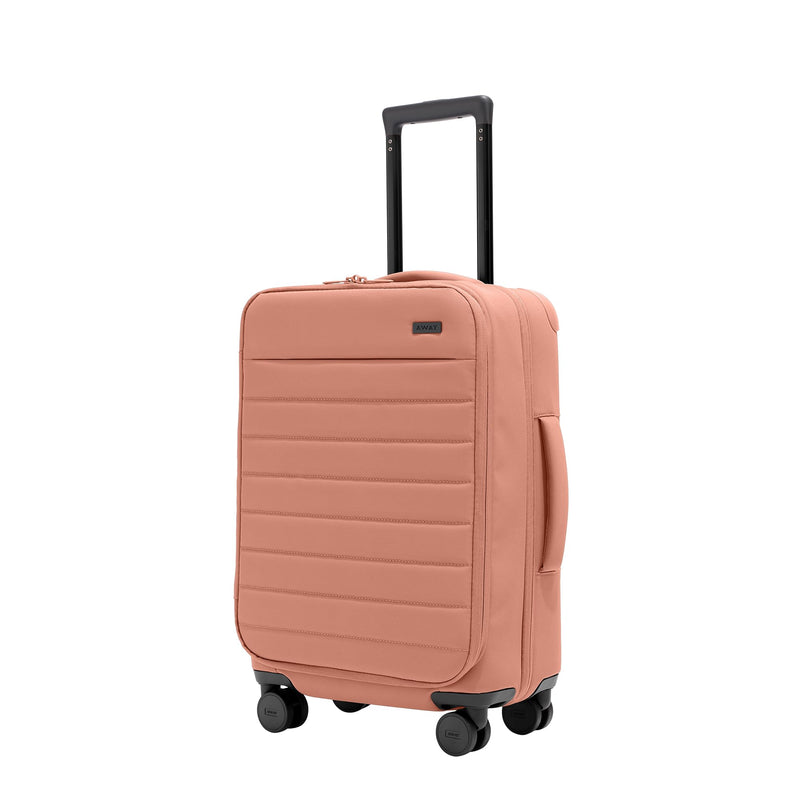 Away Softside Carry-On Suitcase, 22 Inch Expandable High-Strength Nylon Luggage With Spinner Wheels, Meets Requirements for Most Major Airlines, Clay Pink