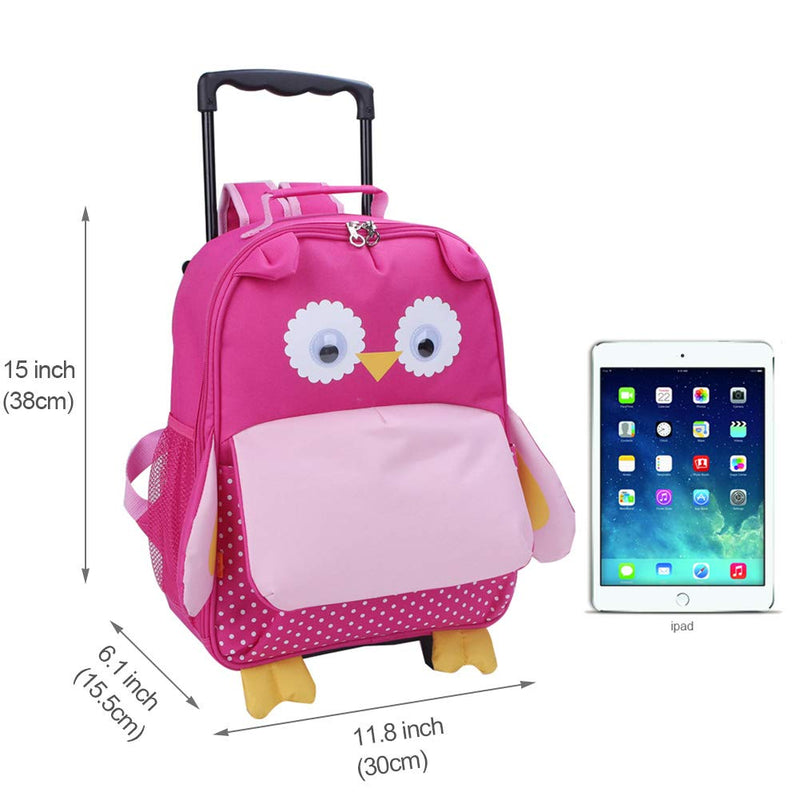 yodo Zoo 3-Way Kids Suitcase Luggage or Toddler Rolling Backpack with wheels, Medium Owl