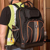 Klein Tools 62800BP Backpack Tool Bag, Tradesman Pro Extra-Large 40-Pocket Electrician Jobsite Backpack with Molded Bottom, Charging Port