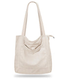 Iioscre Corduroy Tote Bag for Women,Hobo HandBags with Zipper,Large Capacity Casual Shoulder Handbags with Inner Pockets