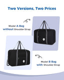WANDF For Spirit Airlines Personal Item Bag 18x14x8 Travel Duffel Bag Underseat Foldable Carry-on Luggage for Women（A-Black）