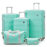 imiomo 3 Piece Luggage Sets,Suitcase with Spinner Wheels,Luggage Set Clearance for Women Man, Lightweight Rolling Hardside Travel Luggage with TSA Lock (Green, 5PCS)