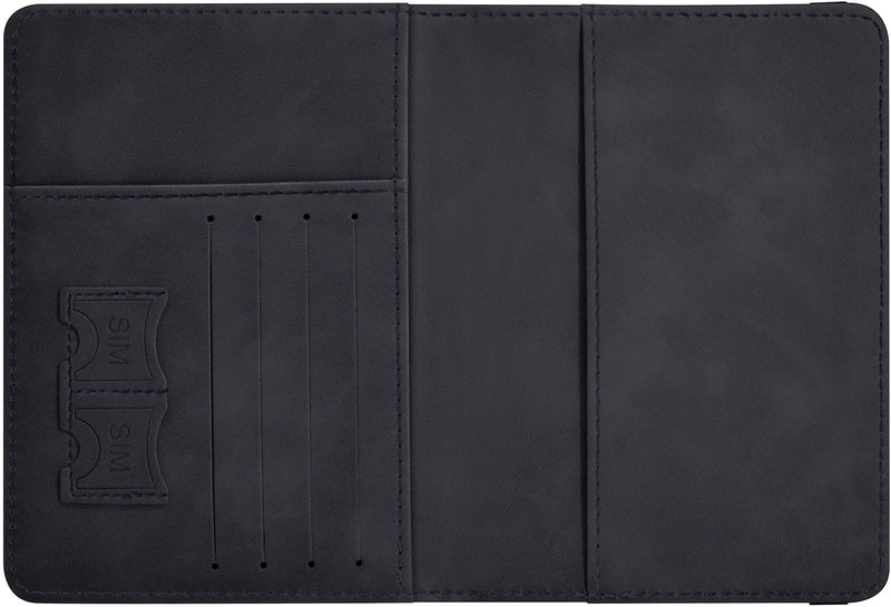 Passport Holder, Passport Cover with Credit Card Slot and Boarding Pass Slot Combo, Passport Wallet Case Book Travel Must Have, RFID Blocking Leather Travel Accessories, Black