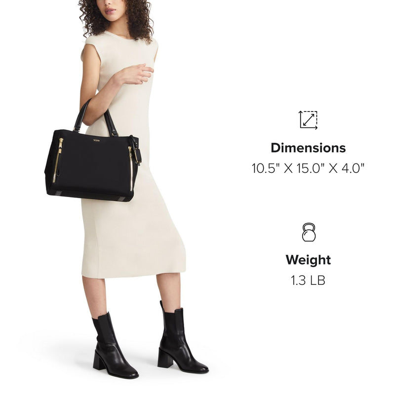 TUMI - Voyageur Valetta Tote - Women's Carryall Bag, Lightweight and Roomy, Functional Purse for Everyday, Business & Travel - Medium, Black & Gunmetal Hardware