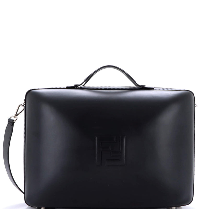 Fendi, Pre-Loved FF Zip Around Travel Bag Leather Large, Black