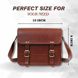 Indian Hando Art 10" Inch Leather Messenger Bag vintage Leather satchel Crossbody Bags for Men and Women (10 inch small)