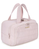 BAGSMART Travel Toiletry Bag, Crush Toiletry Bag for Women, Wide-open Puffy Toiletry Bags for Traveling, Large Travel Cosmetic Makeup Bag Organizer for Accessories,Toiletrie, Pink