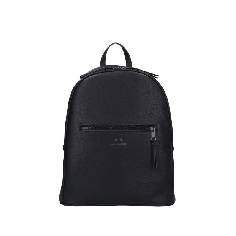 Armani Exchange Men's Leather Backpack, Black, One Size