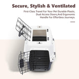 Athena Collection 18" Hard-Sided Travel Pet Carrier for Small Dogs and Cats, Plastic Dog Carriers with 2-Door Top & Front Load & Ventilation & Security Lock, Cat Dog Carrier for Pet, up to 10lbs, Grey