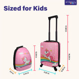 emissary Kids Suitcase for girls, 16" Hardside Unicorn Kids Luggage Set with Spinner Wheels and Backpack, Children Carry on Girls Suitcase Toddler Travel Rolling Luggage Gifts Airline Approved