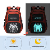 BLUWEI Kids Backpack Boys 18in Cool Luminous Spider Bookbag Elementary Teens School Bag Age 6-12 Compartments (Red)