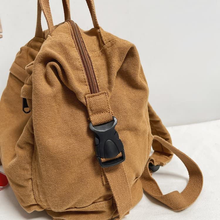 Sumleno Small Boho Canvas Backpack for Women Vintage Style Outdoor Travel Bag Casual Daypack Grunge Aesthetic Hippie Y2K Backpack (Green,One Size)