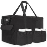 MATEIN Insulated Food Delivery Bag, XXXL Thermal Catering Bag for Hot & Cold Food, Water-Resistant Foldable Pizza Delivery Carriers for Transport with 4 Cup Holders & Reinforced Bottom, Black