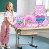 WZLVO 5PCS Kids Luggage for Girls - Cute Love Rolling Suitcase with Wheels, Travel Carry-On for Toddlers & Children