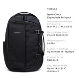 Timbuk2 Never Check Expandable Backpack, Jet Black