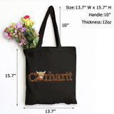 SAUIVD Women's Funny CarHartts Canvas Tote Bag Cute Cow Letter Print Casual Reusable Grocery Shopping Canvas Bags