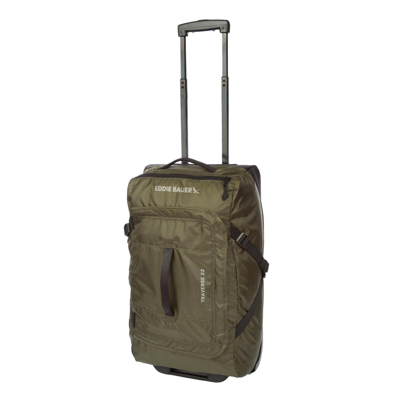 Eddie Bauer Traverse Luggage | Roller Wheels | Telescoping Handle | Travel | Vacation | Ripstop Nylon - Dark Loden, 22"