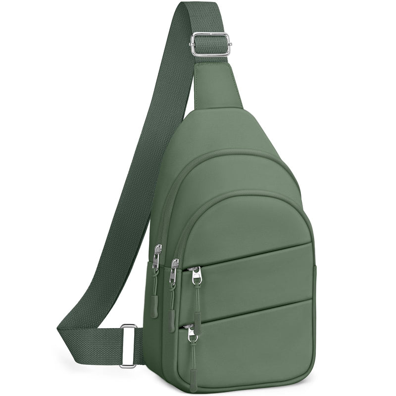 Tuwubi Crossbody Bags for Women, Sling Bag for Men, Small Hiking Backpack Anti Theft Lightweight for Outdoors Travel （M, Sage Green）