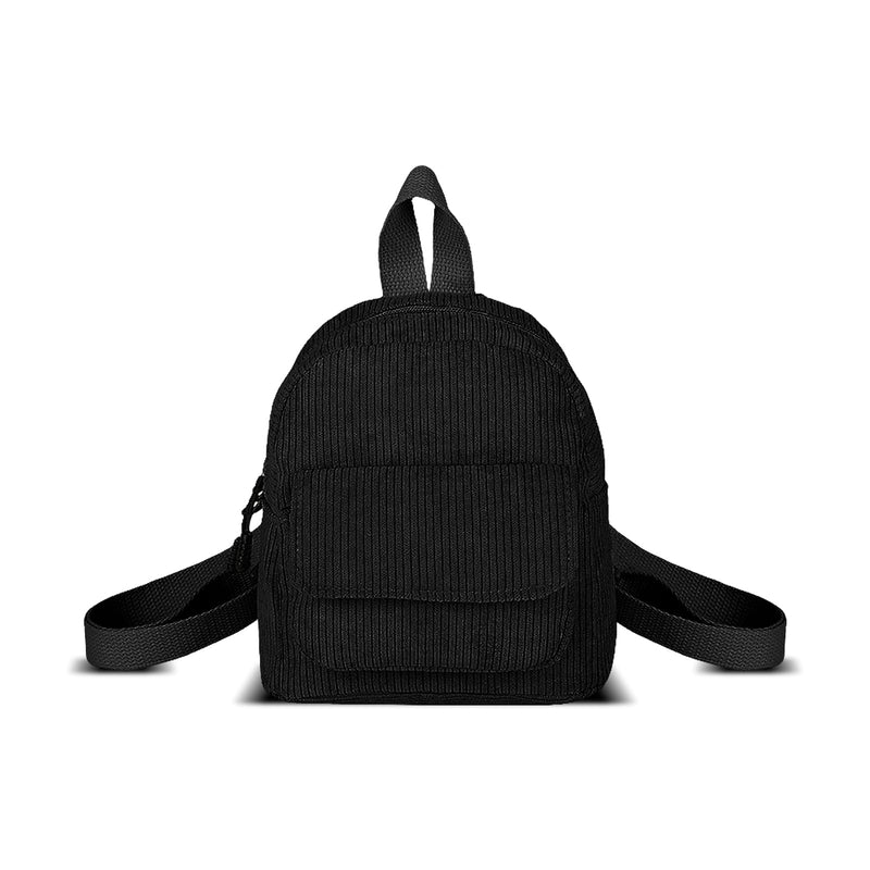WisePoint Small Backpack Purse, Corduroy Mini Backpack Purse for Women and Girls, Fashion Women Backpack Purse (black)