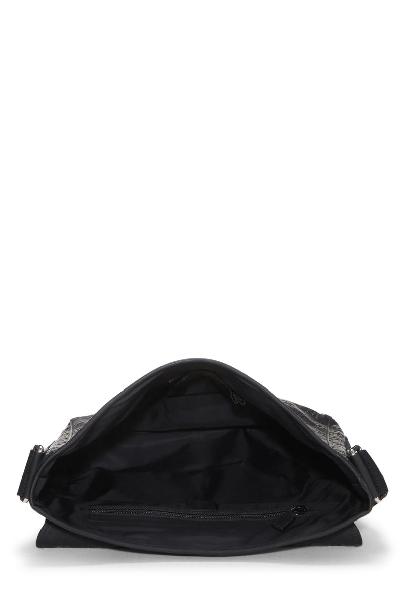 Gucci, Pre-loved Black Rubberized Buckle Flap Messenger, Black