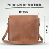 IndianHandoArt 16 inch Leather Real Messenger bag for Laptop Briefcase Satchel Men and Women (16 inch medium)