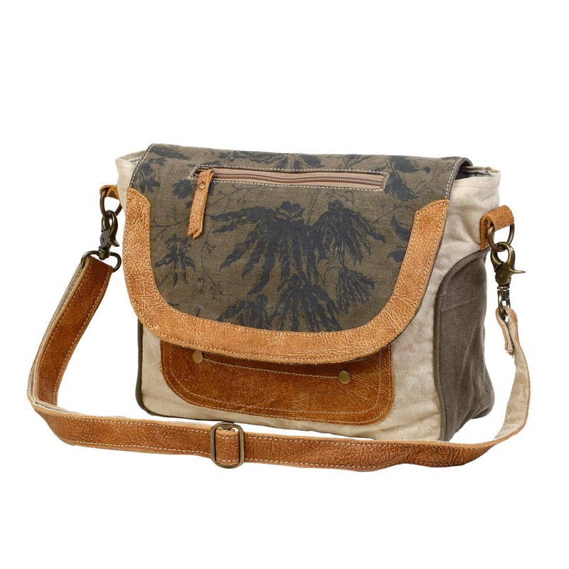 Myra Classic Flap-Over Messenger Bag - 11x10" Over Shoulder Purses for Women, Crossbody Bag, 24" Strap, Canvas and Leather Crossbody Purses for Women, Satchel for Everyday Use, Travel, Errands, Work