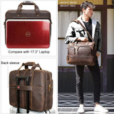 TIDING X-Large 18 Inch Full Grain Leather Briefcase for Men 17.3" Laptop Messenger Bag Business Travel Handbag Shoulder Bag