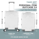 KANGSHILU All Aluminum 20'' Luggage with Removable Spinner Wheels,Provide Spare Wheels.Carry on Luggage 22 x 14 x 9 Airline Approved Lightweight Metal Hard Shell Zipperless Suitcase