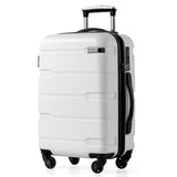 Coolife Carry On Luggage 22x14x9 Airline Approved Hardside PC+ABS Suitcase with TSA Lock, Lightweight Rolling Travel Luggage with Spinner Wheels(White, 20in)