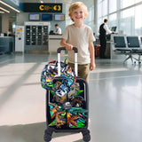 WZLVO Cool Dinosaur Kids Luggage 2PC Set with 360° Spinner Wheels, Lightweight Travel Carry-On Hardshell Suitcase for Boys, Toddler & Elementary Children
