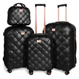 New York XPress 4 Piece Luggage Set, Lightweight Carry On Luggage, Polycarbonate Expandable Hard Case Luggage with Wheels, Travel Pro Carry-On Luggage, TSA Lock, Black