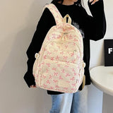 TOWGOU Coquette Bow Backpack Bow Backpack 3Pcs Set for Girls Cute Kawaii Backpack Set Aesthetic Daypack Bow Rucksack (White Pink)