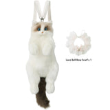 CHOBYNER Stuffed Realistic Cat Plush Backpack Gift for Women - Carry Over Shoulder, on One Shoulder or Crossbody with Adjustable Straps - Cute and Soft Cat Backpack