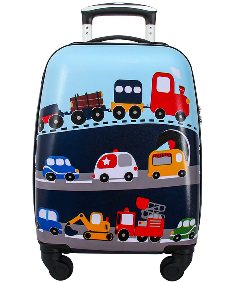 GURHODVO Kids Luggage with Spinner Wheels for Boys Girls Carry on Hardshell Suitcase Travel Trolley Toddlers Children Gift (vehole, 18inch)