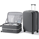 mixi 26 Inch Large Checked Luggage PC Hard Shell Suitcase Top Opening Aluminum Frame Travel Suitcases with Wheels, Rock Gray