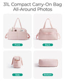 BAGSMART Gym Bag for Women, Lightweight Puffer Duffle Bag 2-PC Travel Bag, 31L Weekender Overnight Bag Quilted Carry On Tote Bag, Diaper Hospital Dance bag for Travel, Gym, Water Resistant, Pink