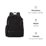 TUMI - Voyageur Celina Backpack - Women's Work and Travel Bag - 16.0" X 10.6" X 6.5" - Holds Up to 16" Laptop - Black & Gunmetal Hardware