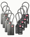 LUGGEX TSA Cable Lock 4-Pack + One-Touch Reset Lock 4-Pack Bundle(Gun Grey & Black)