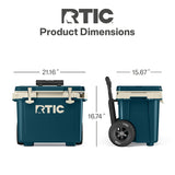 RTIC 22 QT Ultra-Light Wheeled Cooler with Handle, Hard Insulated Portable Ice Chest Box for Beach, Drink, Beverage, Camping, Picnic, Fishing, Boat, Barbecue, Marine/Canvas