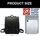 LXY Vegan Leather Backpack Vintage Laptop Bookbag for Women Men, Black Faux Leather Backpack Purse Bookbag Weekend Travel Daypack