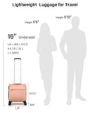 Hanke 16 Inch Underseat Carry On Luggage with Wheels Small Suitcase Softside Luggage Bags for Travel Lightweight Suitcases with Wheels Travel Luggage Personal Item for Men and Women(Pink)