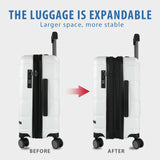 VANKEAN Carry On Luggage with Spinner Wheels & TSA Lock, Expandable Fashionable Hard Shell Suitcase airline approved，20 Inch Carry-On，White
