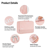 Hanke 7 Sets (Pink) Travel Organizer Bags and 24 Inch Expandable Checked Luggage(Ivory White), Compressible Expandable Packing Organizers,Packing Cubes for Travel