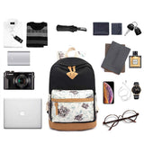 Good King School Backpack for Teen Girls Lightweight Laptop Backpack College Bookbag Stylish Casual Daypack with Lunch Box and Pencil Case, Black