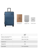 LUGGEX Top Opening Checked Luggage 26 Inch, FLA Aluminum Frame Trunk Style Luggage, Polycarbonate Hard Shell Suitcase (FX-Enhance, Blue, 80L)