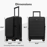 LEVEL8 Top Opening Carry on Luggage Expandable, Large Suitcases with Wheels Airline Approved, Hardside Luggage with Spinner Wheel for Men Women, 20 Inch, Black